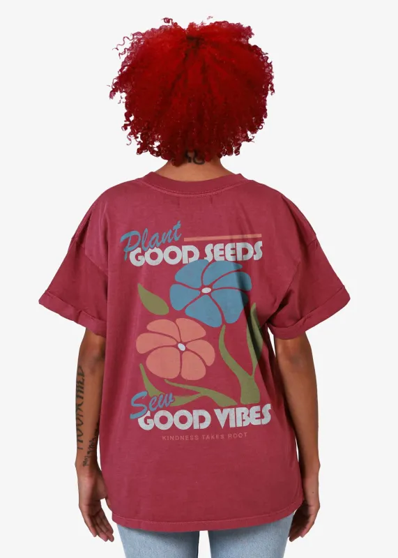 Plant Good Seeds Dusty Rose Boyfriend Tee sold by Girl Dangerous