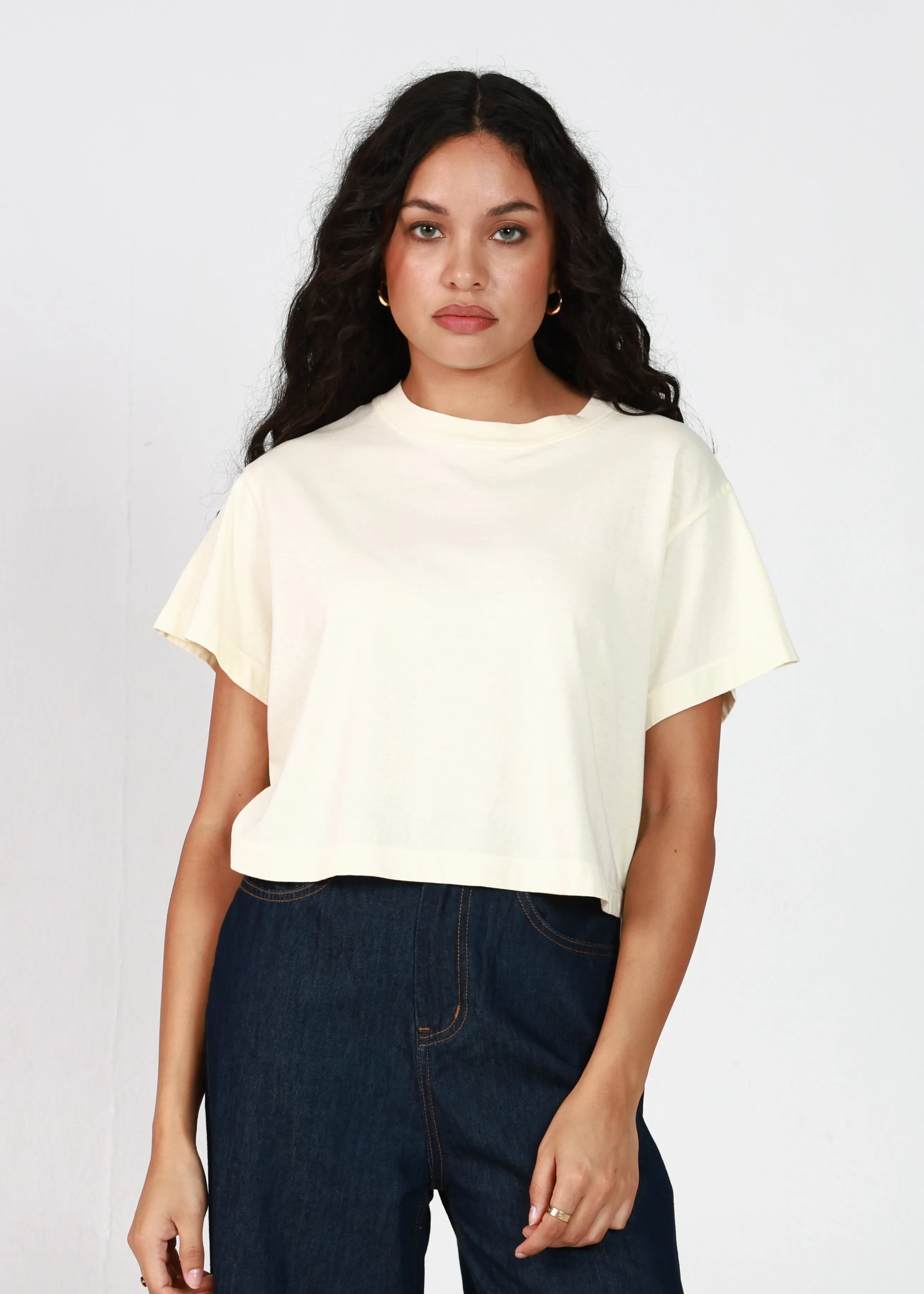 Off White Oversized Crop Tee sold by Girl Dangerous