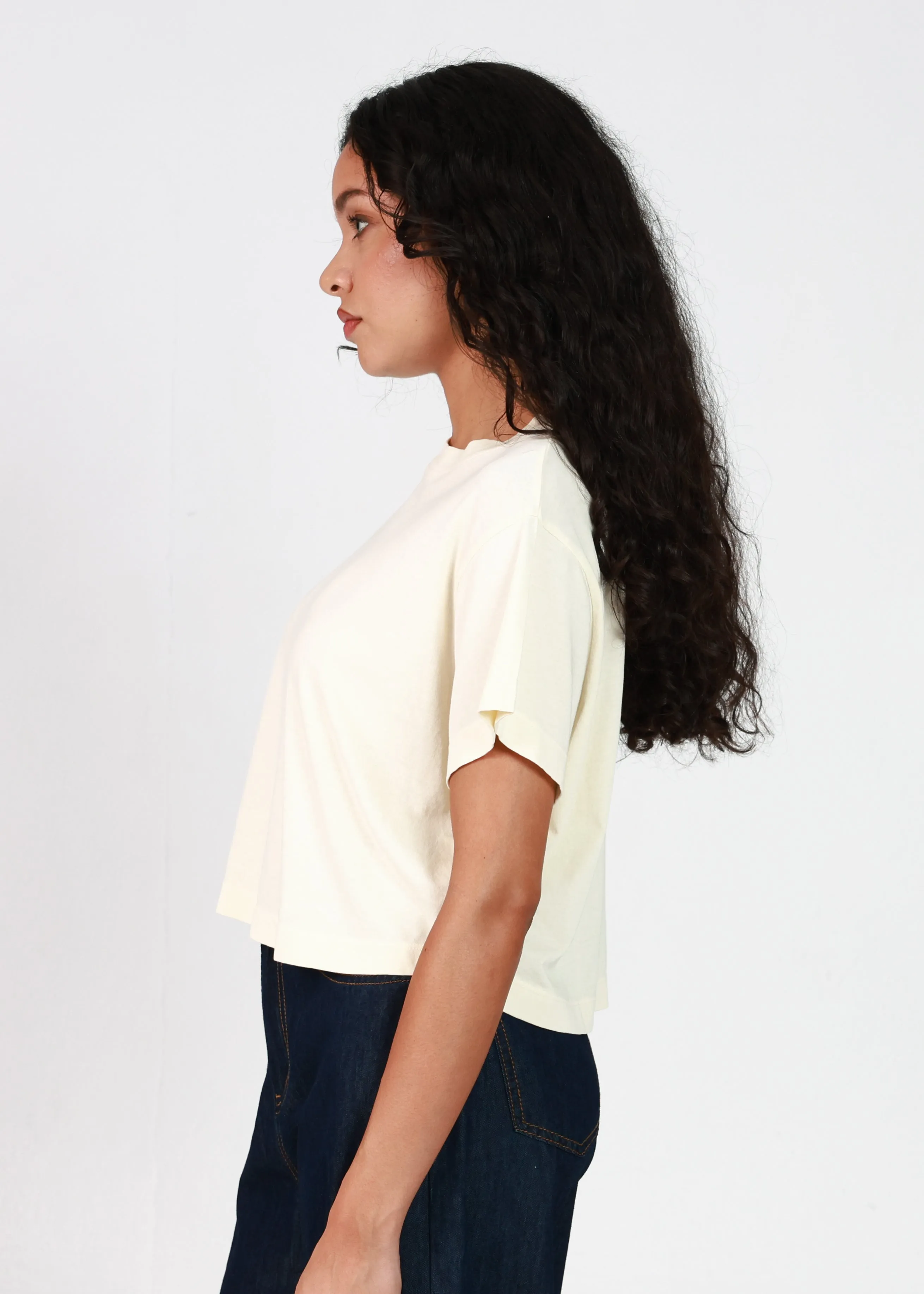 Off White Oversized Crop Tee sold by Girl Dangerous product image thumbnail 3