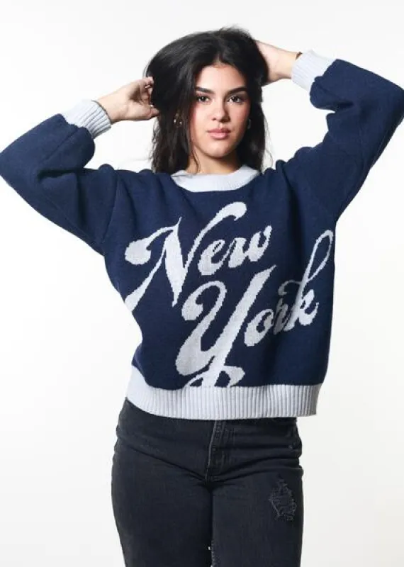 New York Navy Oversized Sweater sold by Girl Dangerous