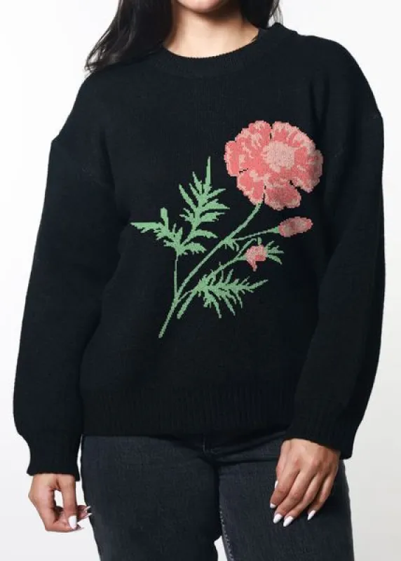 Flower Black Oversized Sweater sold by Girl Dangerous
