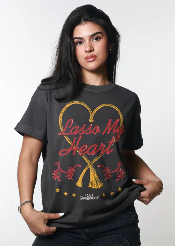 Lasso My Heart Vintage Black Boyfriend Tee sold by Girl Dangerous