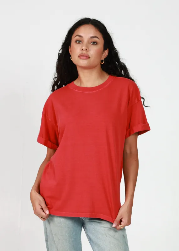 Red Boyfriend Tee sold by Girl Dangerous