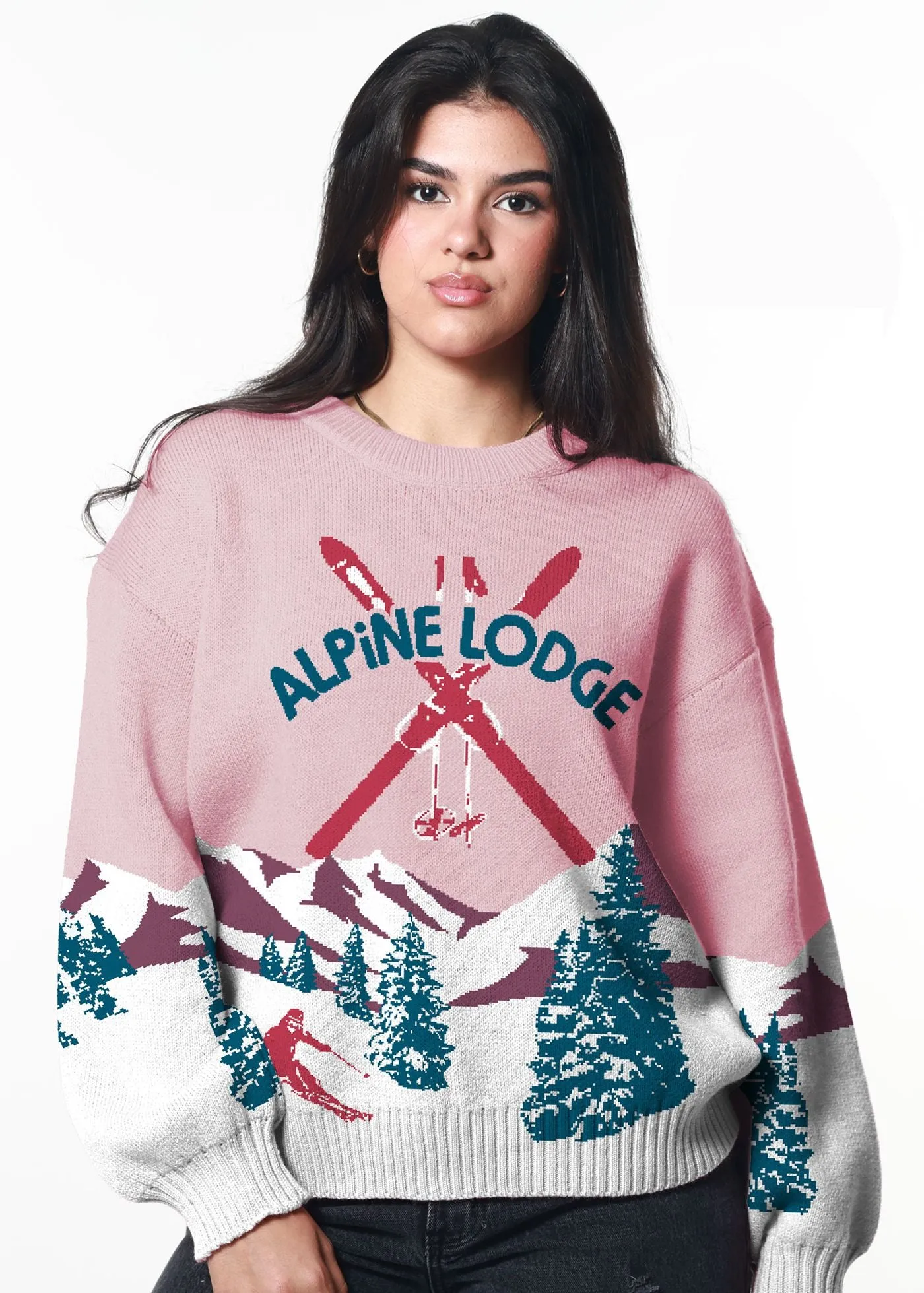 Alpine Lodge Pink Oversized Sweater sold by Girl Dangerous