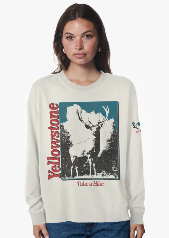 Yellowstone Hike Off White Long Sleeve Crewneck Tee sold by Girl Dangerous