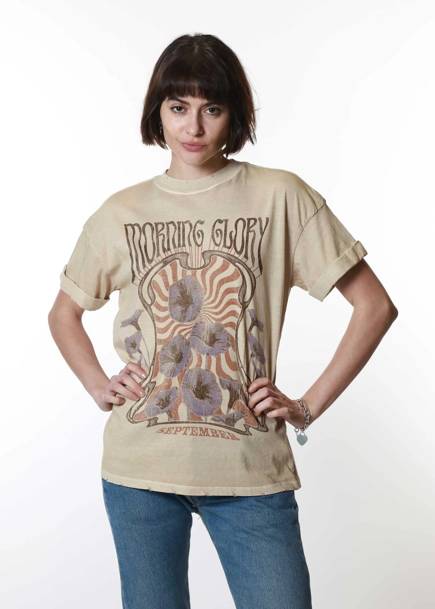 September Morning Glory Psychedelic Sand Boyfriend Tee sold by Girl Dangerous