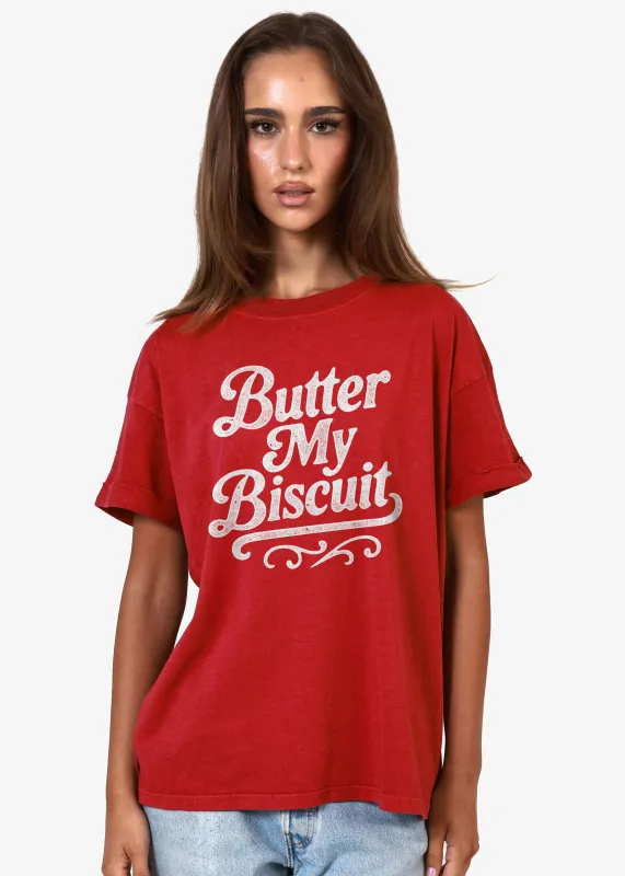 Butter My Biscuit Red Boyfriend Tee sold by Girl Dangerous