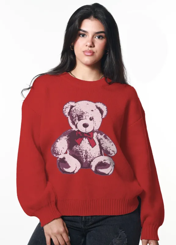 Holiday Bear Red Oversized Sweater sold by Girl Dangerous