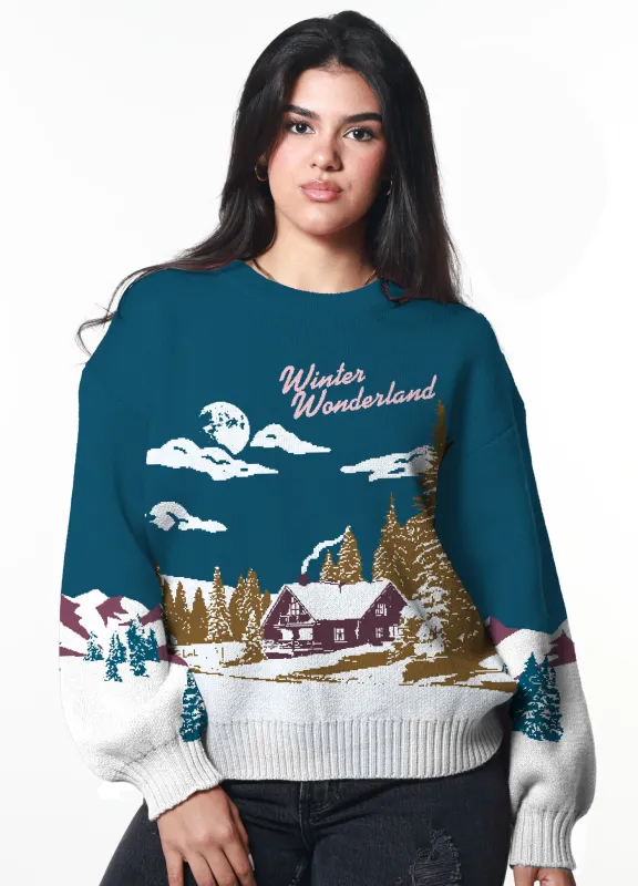 Winter Wonderland Dark Aqua Oversized Sweater sold by Girl Dangerous