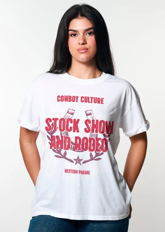 Cowboy Culture Vintage White Boyfriend Tee sold by Girl Dangerous