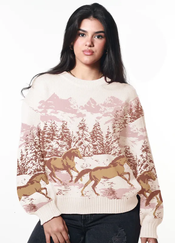 Wild Horses Light Pink Oversized Sweater sold by Girl Dangerous