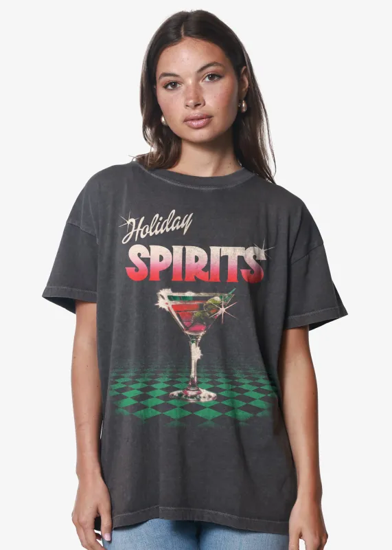 Holiday Spirits Vintage Black Boyfriend Tee sold by Girl Dangerous