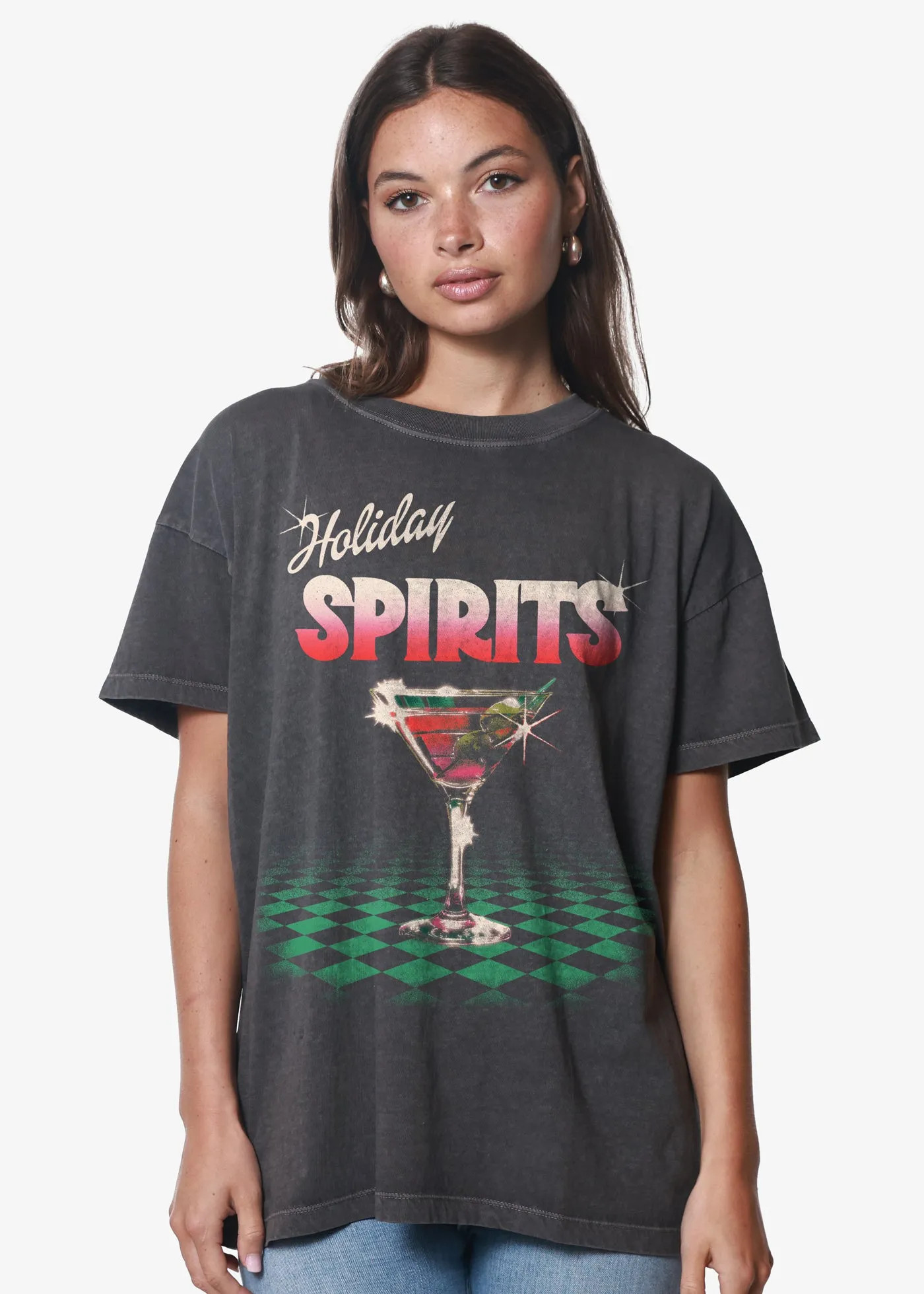 Holiday Spirits Vintage Black Boyfriend Tee sold by Girl Dangerous