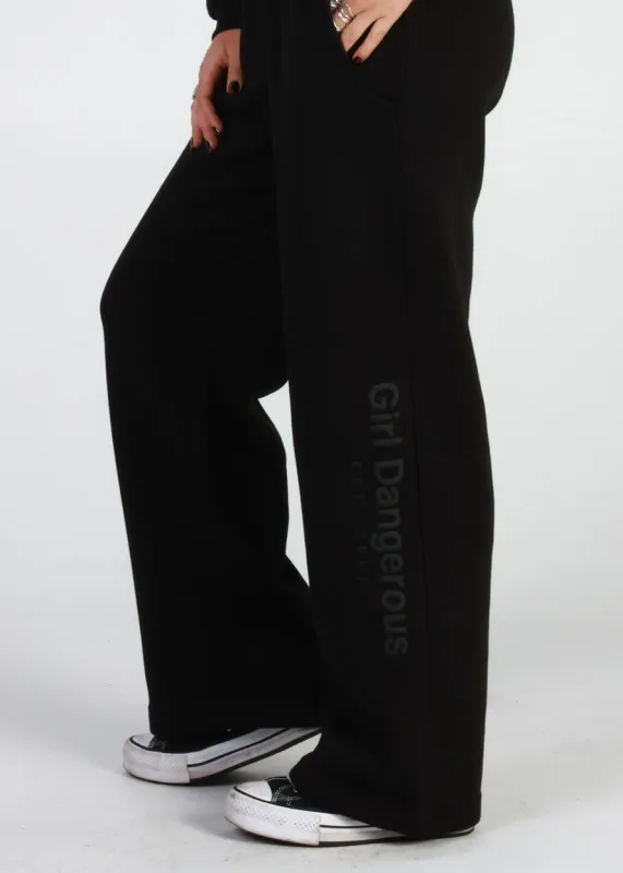 GD Branded Black Wide Leg Slouchy Sweatpants sold by Girl Dangerous