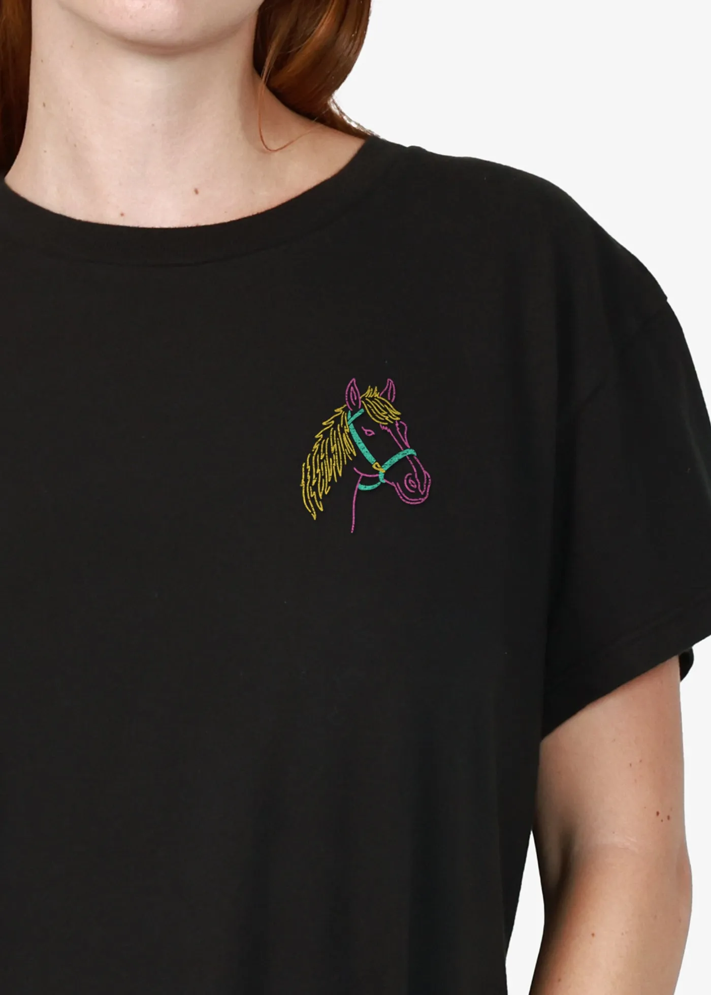 Horse Embroidery Faded Black Vintage Tee sold by Girl Dangerous product image thumbnail 2
