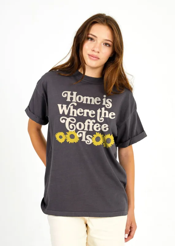 Home is Where the Coffee Is Vintage Black Oversized Tee sold by Girl Dangerous
