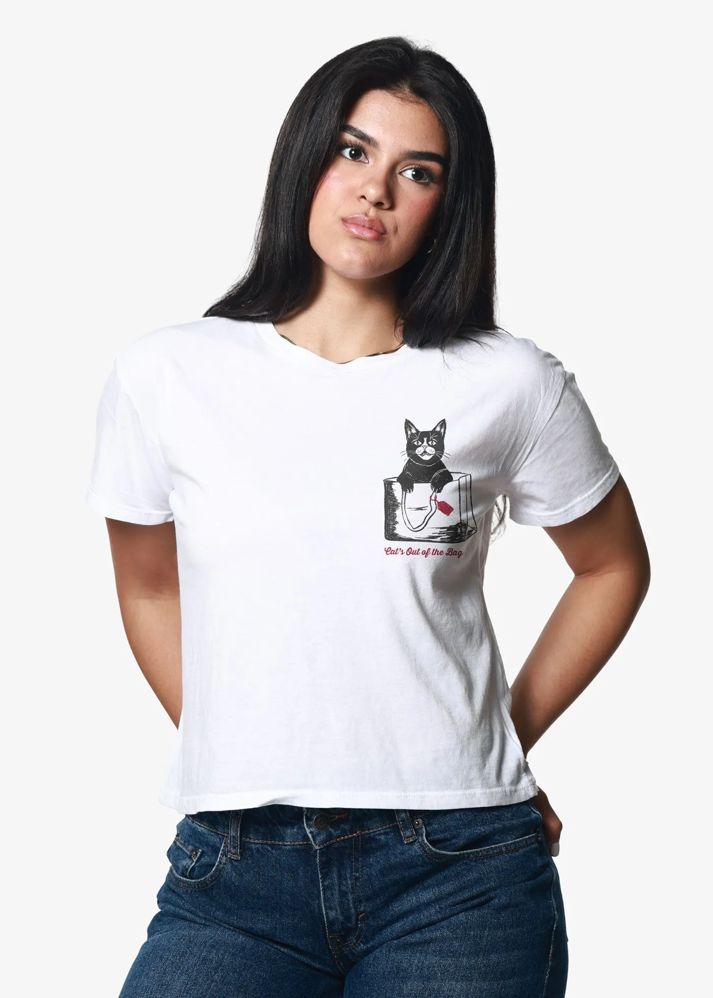 Cat's Out of the Bag Vintage White Classic Tee sold by Girl Dangerous