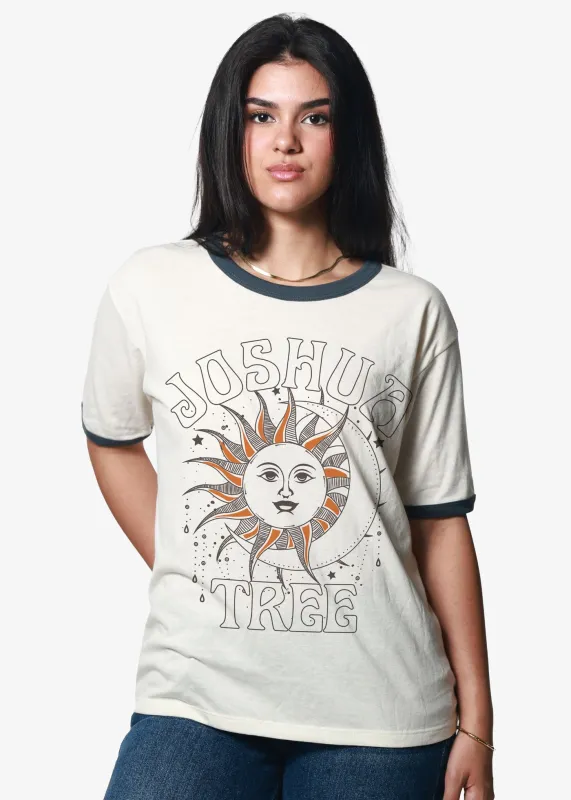 Joshua Tree Sun & Moon Bone & Navy Slouchy Ringer Tee made by Girl Dangerous