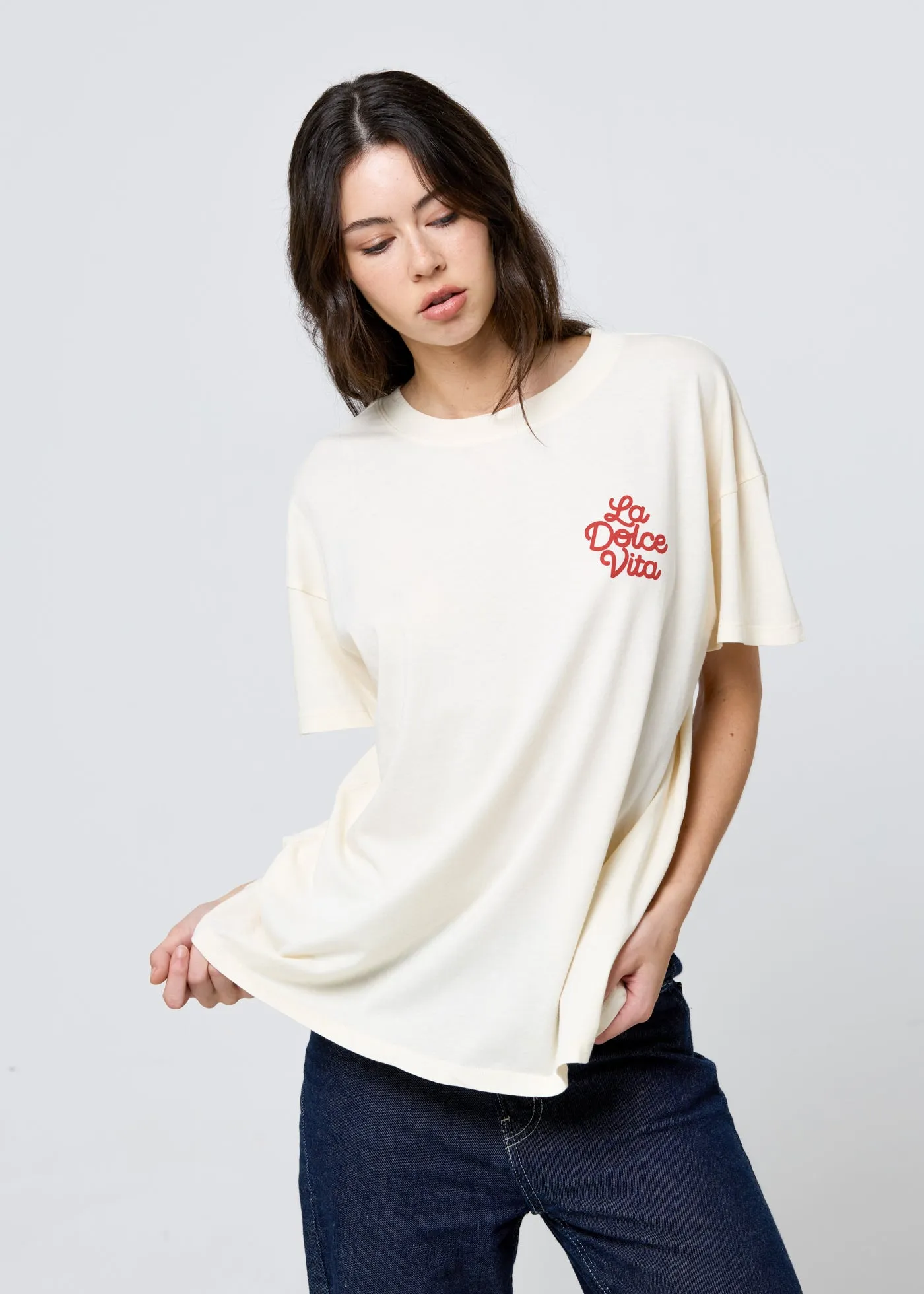 La Dolce Vita Off White Oversized Tee sold by Girl Dangerous product image thumbnail 5