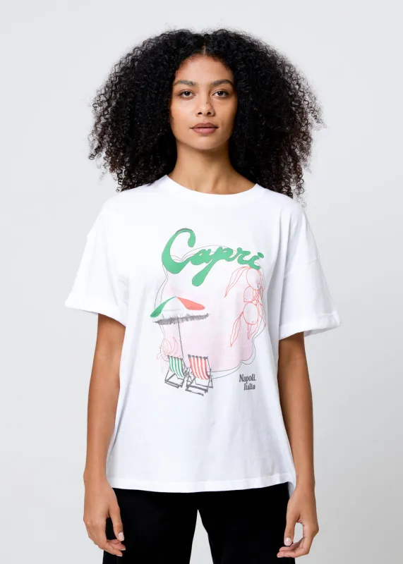 Capri Vintage White Boyfriend Tee sold by Girl Dangerous
