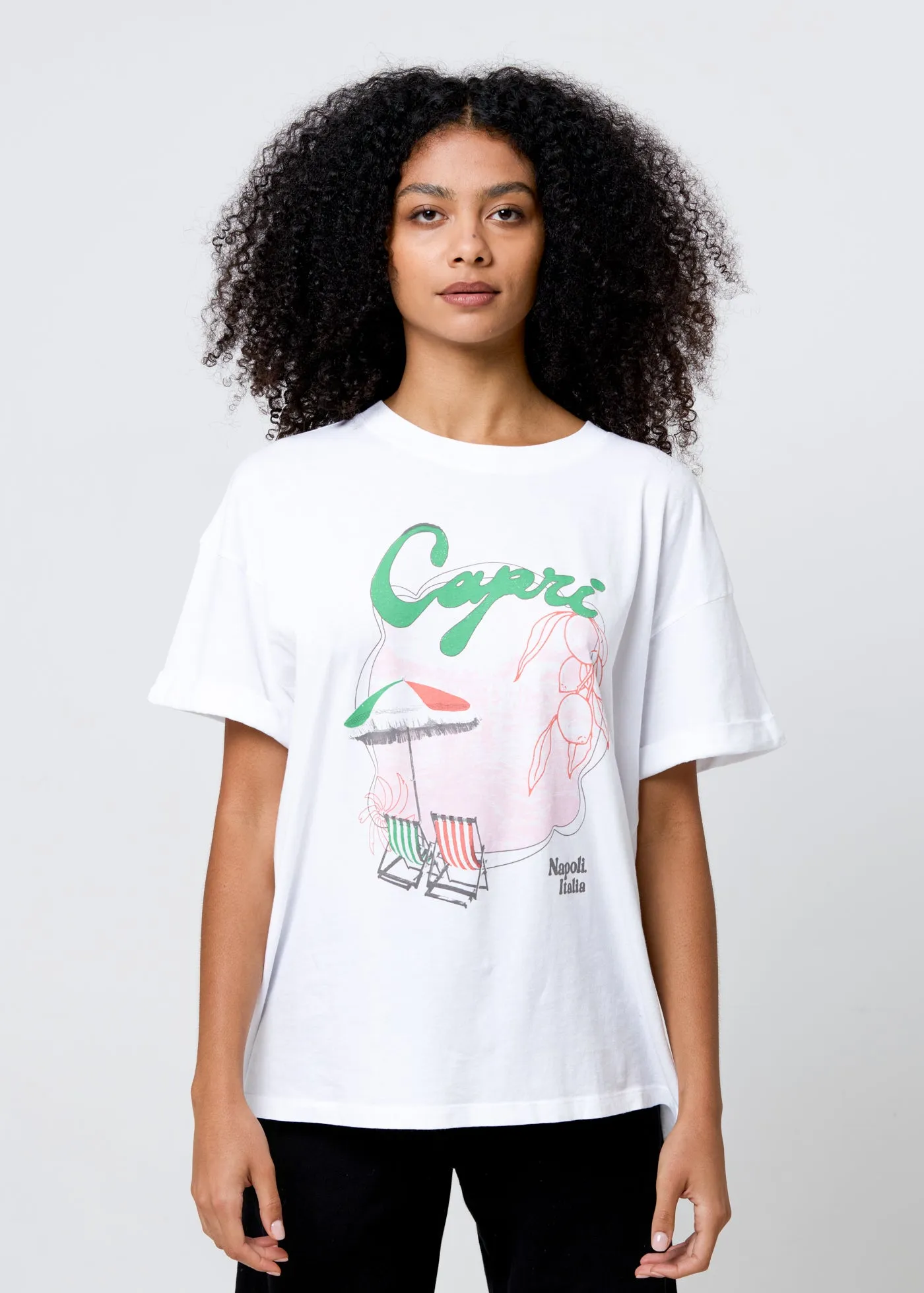 Capri Vintage White Boyfriend Tee sold by Girl Dangerous