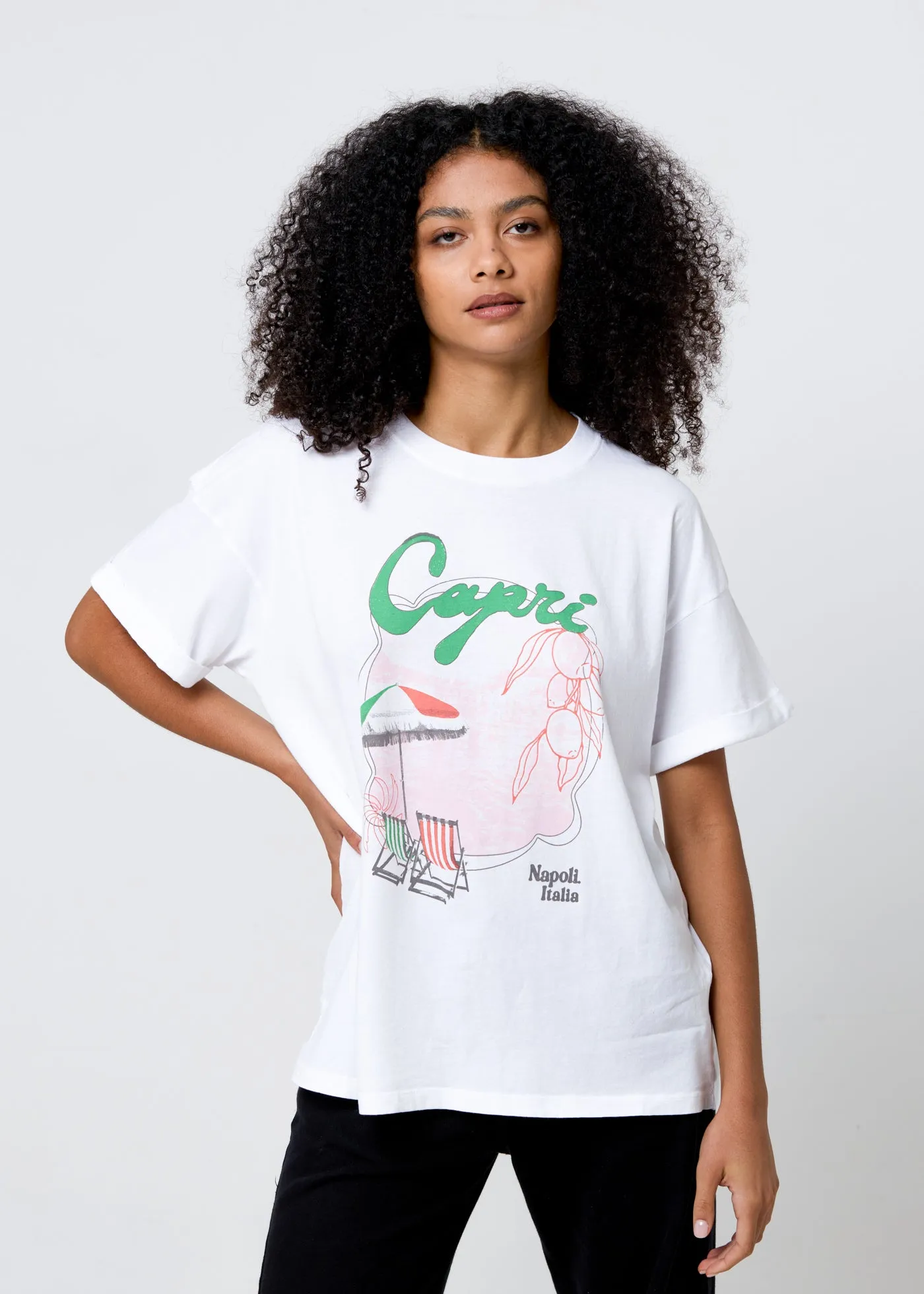 Capri Vintage White Boyfriend Tee sold by Girl Dangerous product image thumbnail 3