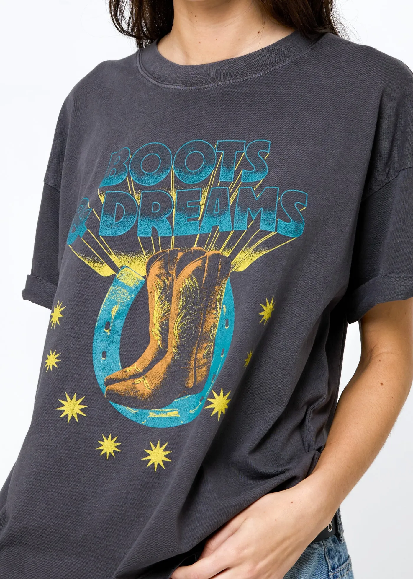 Boots & Dreams Vintage Black Boyfriend Tee sold by Girl Dangerous product image thumbnail 3