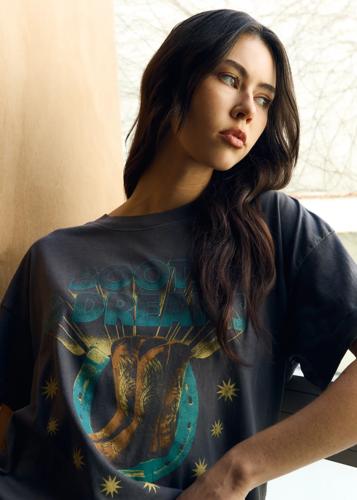 Boots & Dreams Vintage Black Boyfriend Tee sold by Girl Dangerous product image thumbnail 4