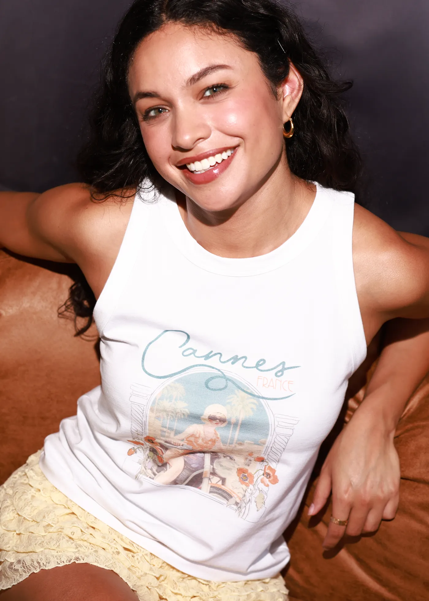 Cannes Moto White High Neck Tank sold by Girl Dangerous product image thumbnail 2