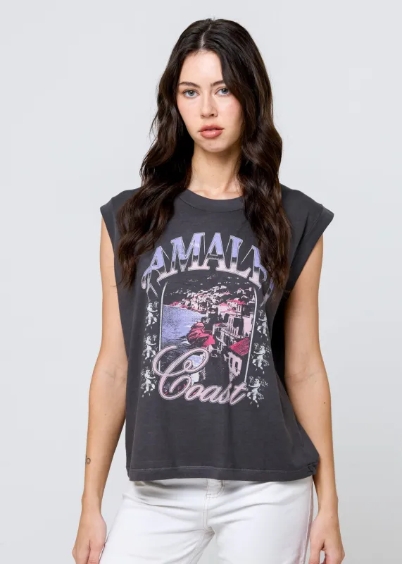 Amalfi Coast Vintage Black Moto Tee made by Girl Dangerous