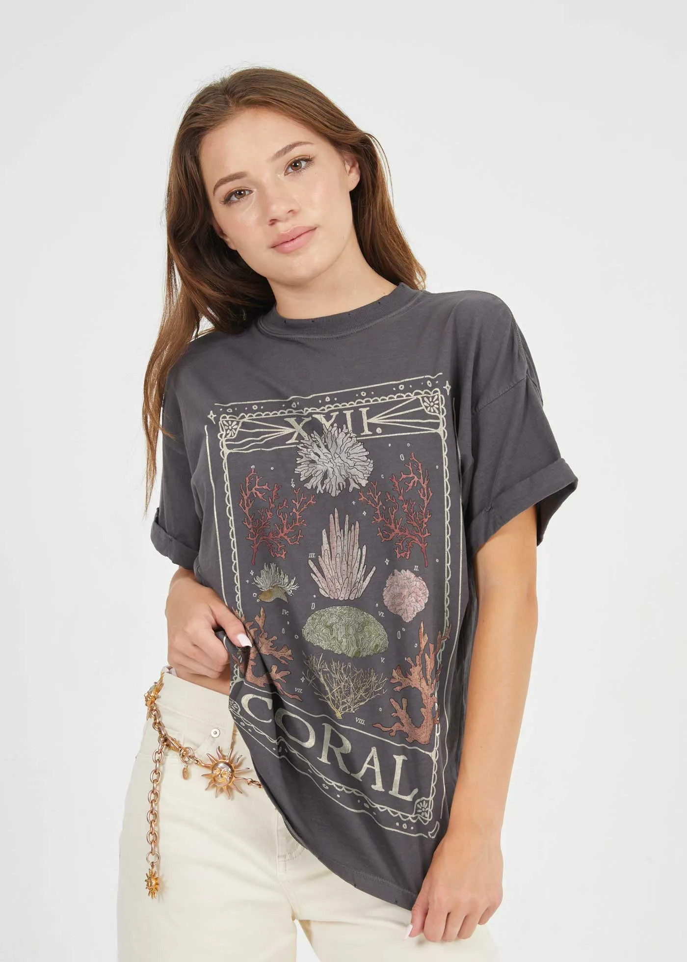 Coral Tarot Black Boyfriend Tee sold by Girl Dangerous