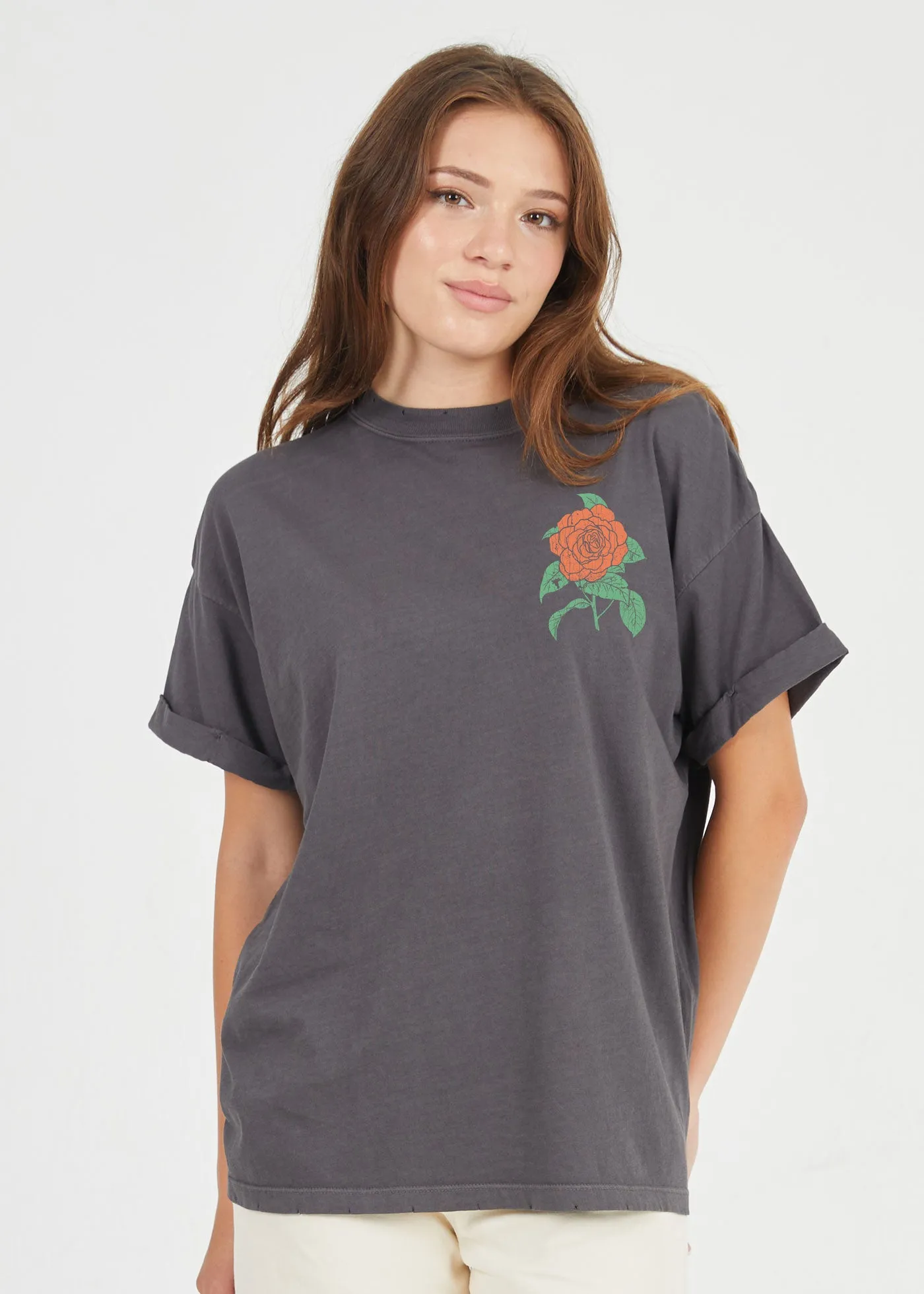 Always in Bloom Rose Black Boyfriend Tee sold by Girl Dangerous product image thumbnail 3