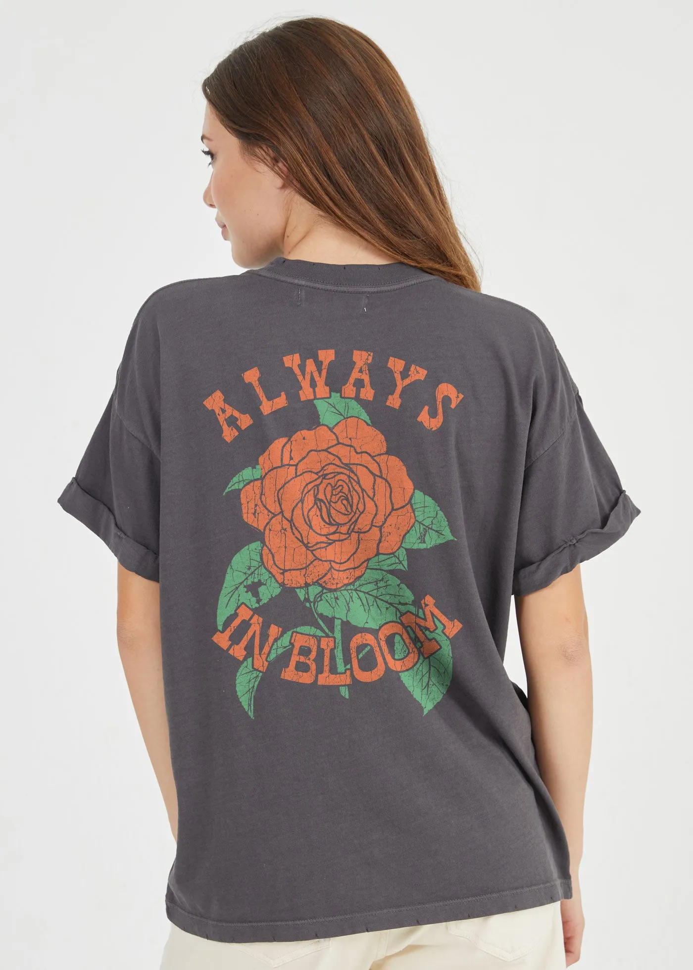 Always in Bloom Rose Black Boyfriend Tee sold by Girl Dangerous