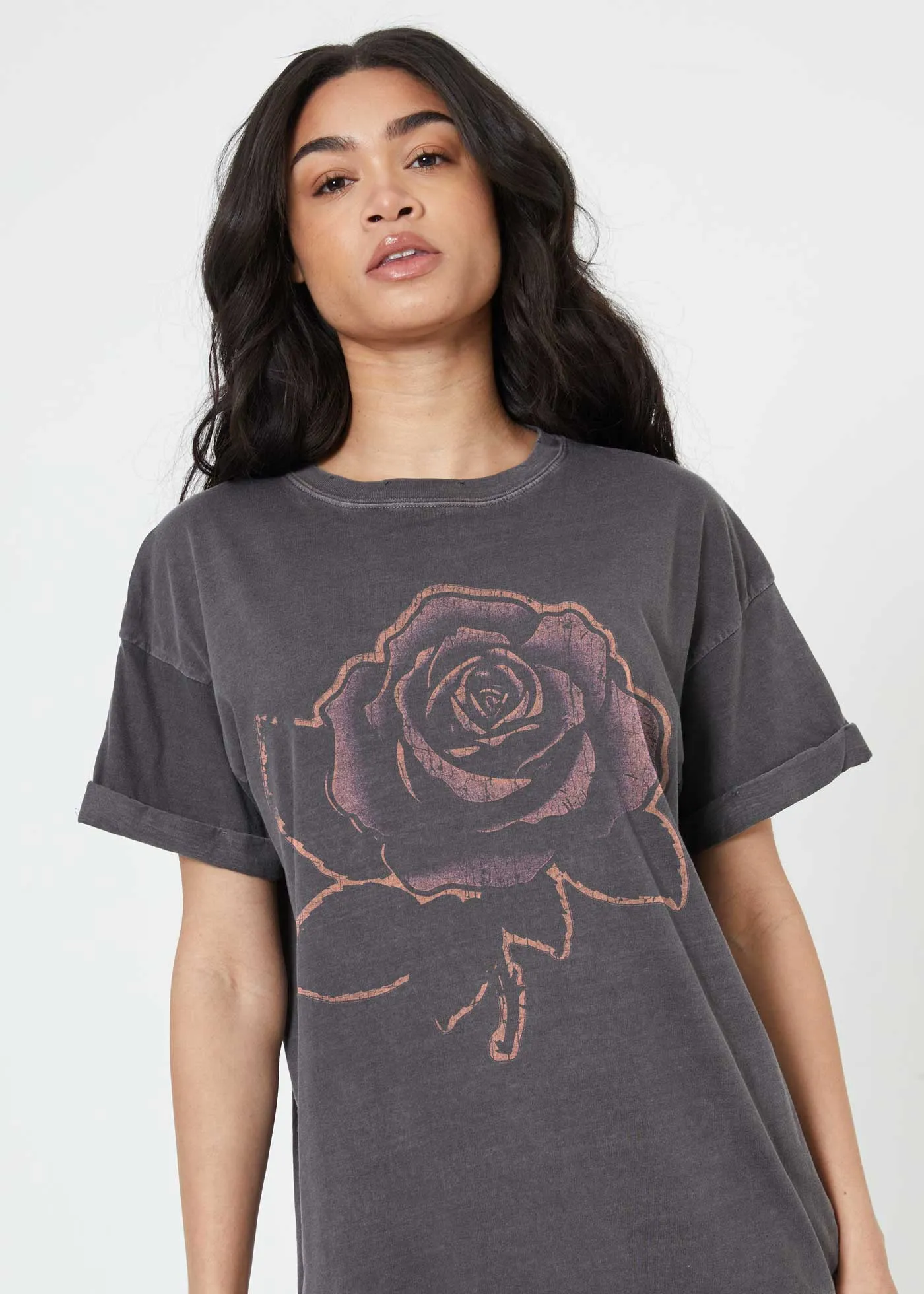 Rose Stencil Black Boyfriend Tee sold by Girl Dangerous