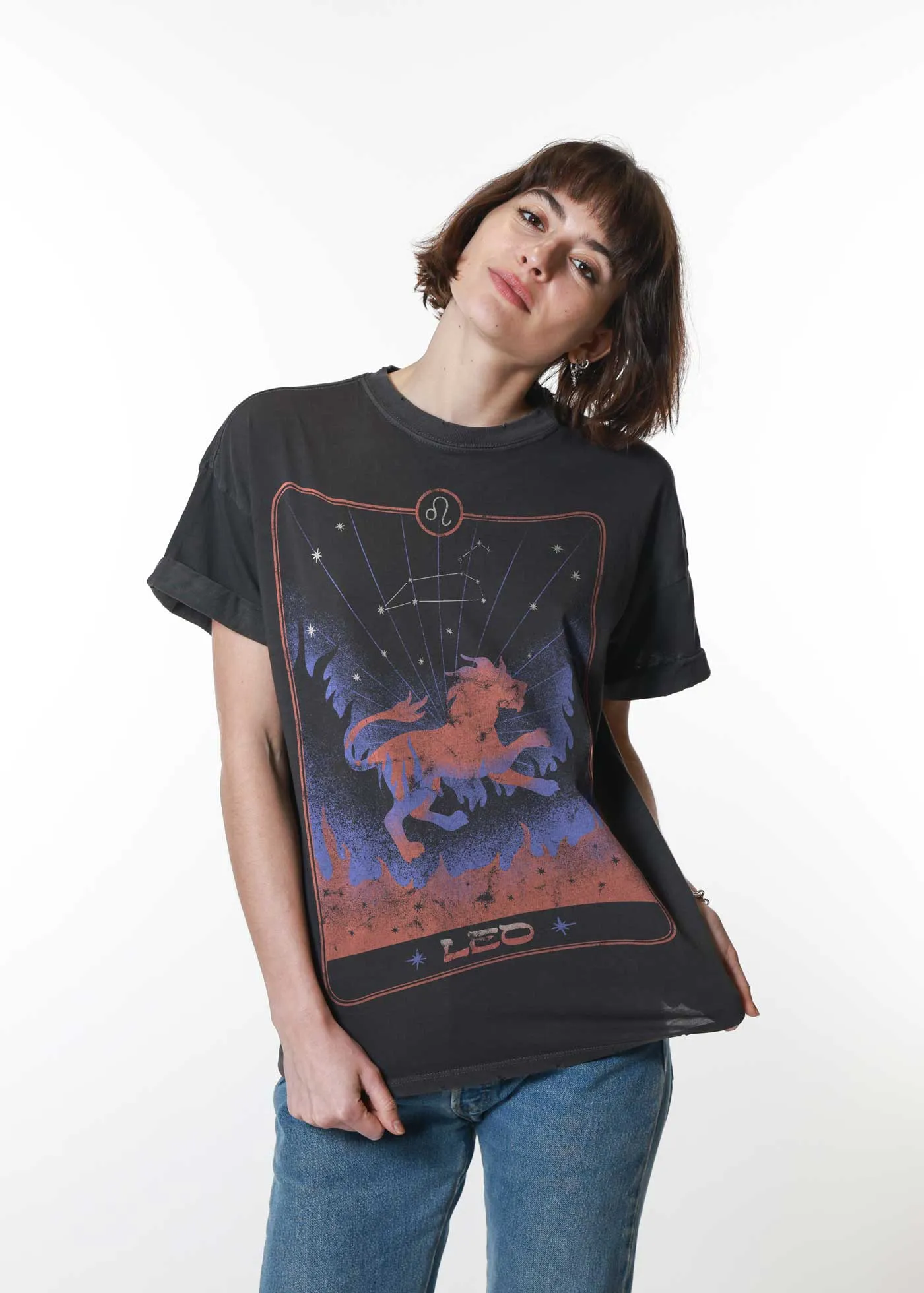 Leo Card Black Boyfriend Tee sold by Girl Dangerous