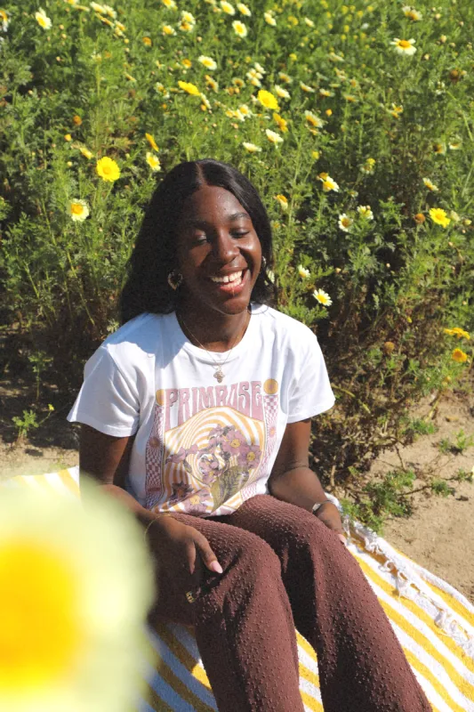 February Primrose Psychedelic White Classic Tee sold by Girl Dangerous