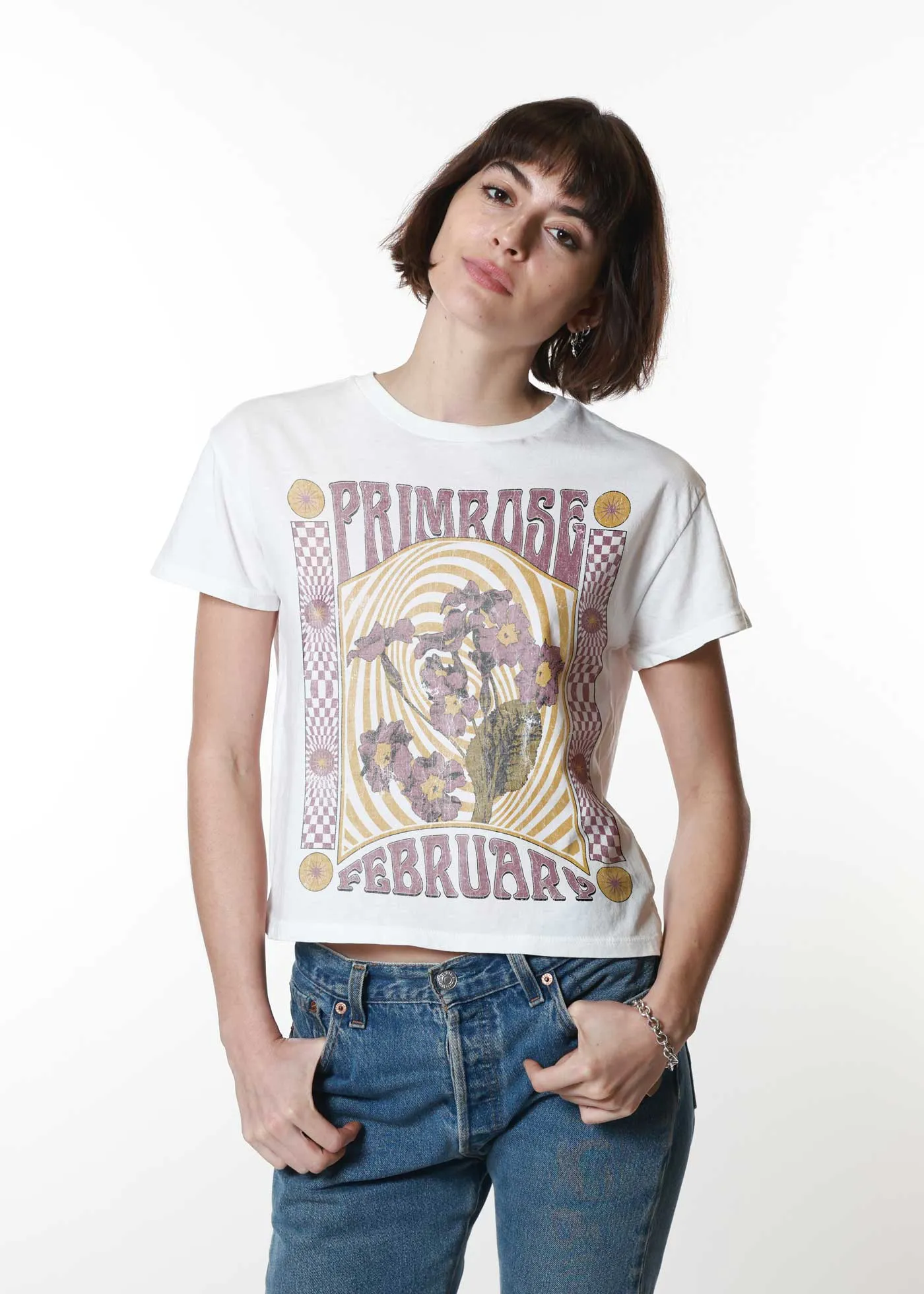 February Primrose Psychedelic White Classic Tee sold by Girl Dangerous product image thumbnail 2