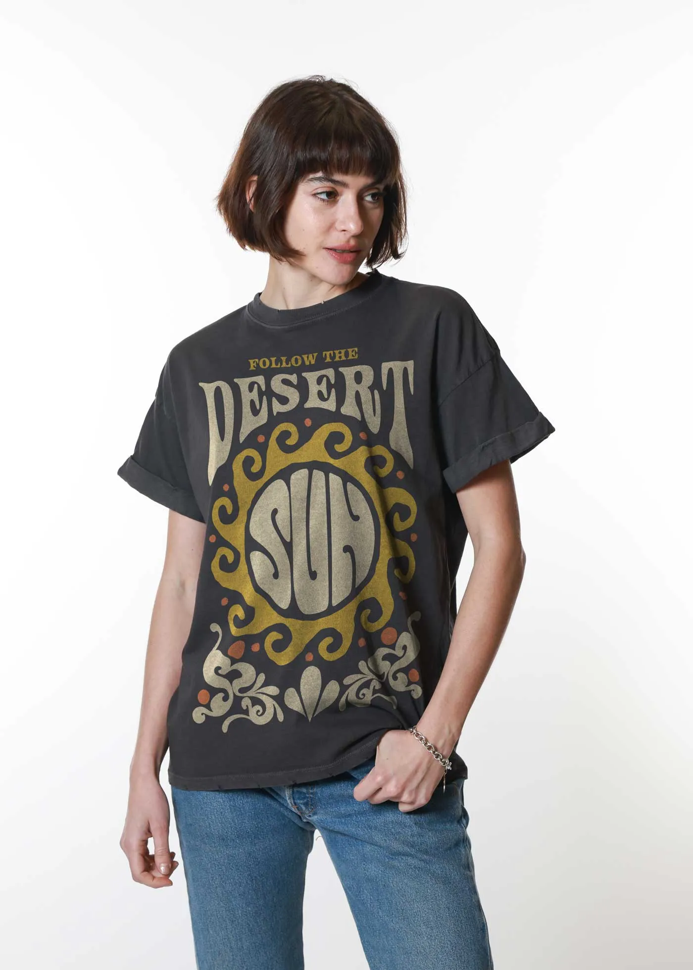 Follow the Desert Sun Black Boyfriend Tee sold by Girl Dangerous product image thumbnail 4