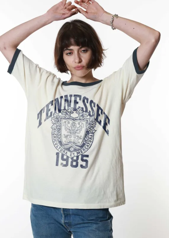 Tennessee 1985 Bone with Navy Ringer Tee sold by Girl Dangerous