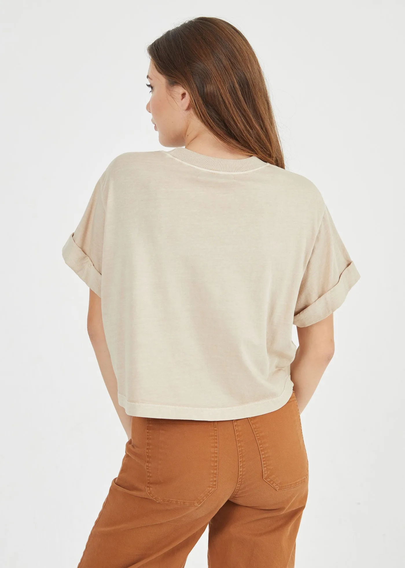 Sand Cropped Boyfriend Tee sold by Girl Dangerous product image thumbnail 2