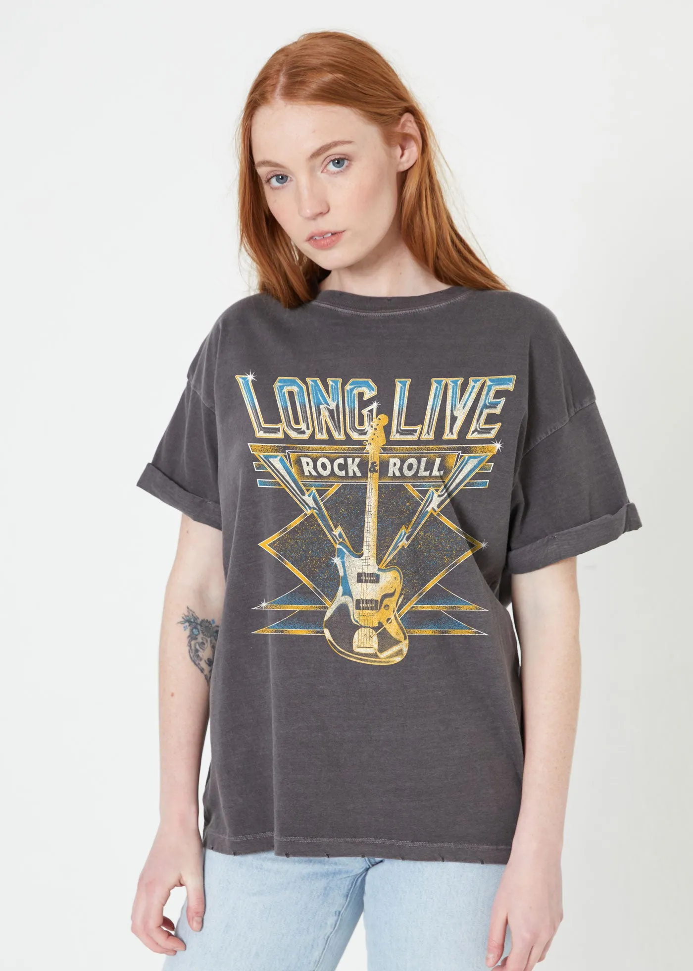 Long Live Rock & Roll Black Boyfriend Tee sold by Girl Dangerous