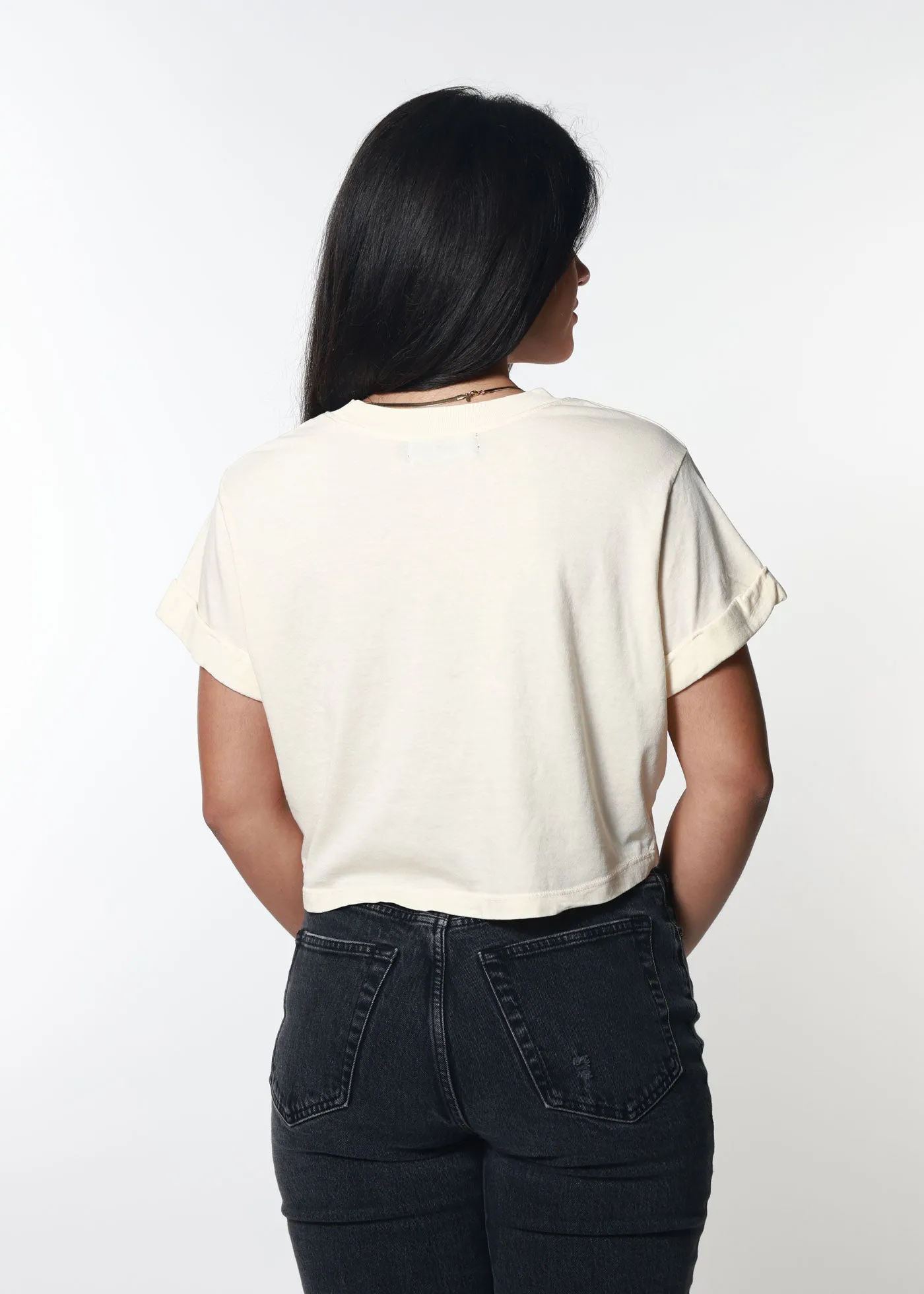 Off White Crop Boyfriend Tee sold by Girl Dangerous product image thumbnail 2