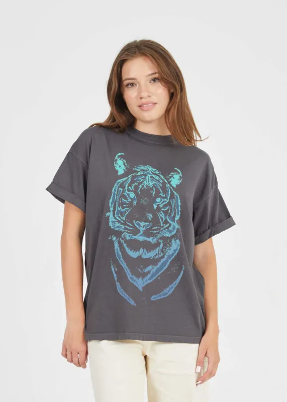 Tiger Stencil Black Boyfriend Tee sold by Girl Dangerous