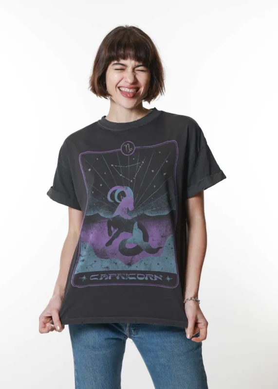 Capricorn Card Black Boyfriend Tee sold by Girl Dangerous