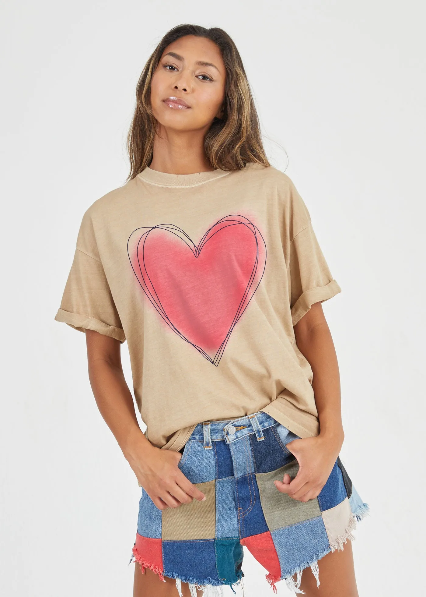 Pink Heart Sand Boyfriend Tee sold by Girl Dangerous product image thumbnail 2