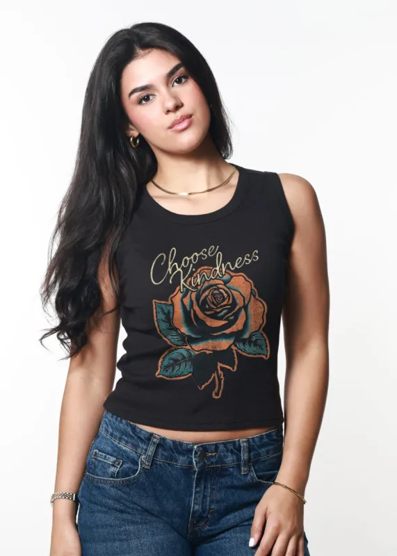 Choose Kindness Ribbed Black Cropped Tank sold by Girl Dangerous