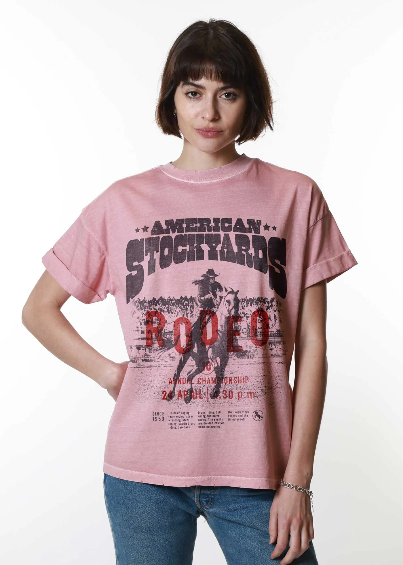 American Stockyards Dusty Pink Boyfriend Tee sold by Girl Dangerous