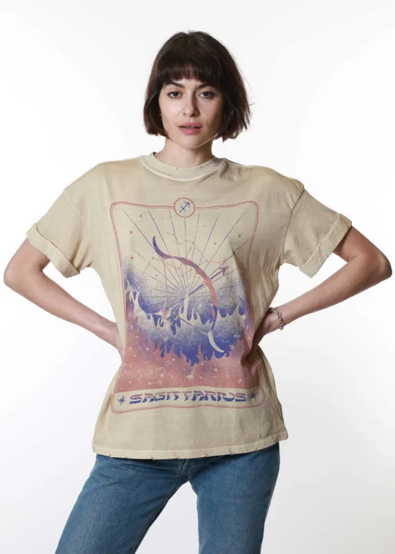 Sagittarius Card Sand Boyfriend Tee sold by Girl Dangerous