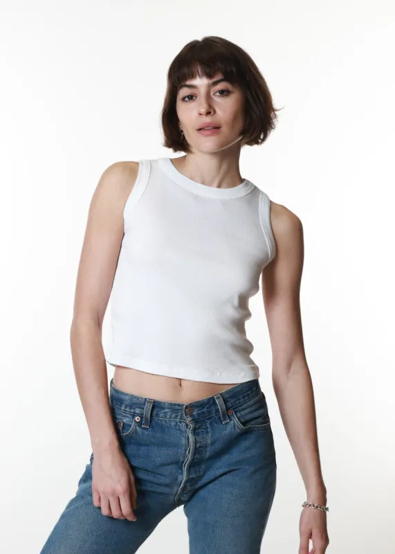 White Ribbed Crop Tank sold by Girl Dangerous