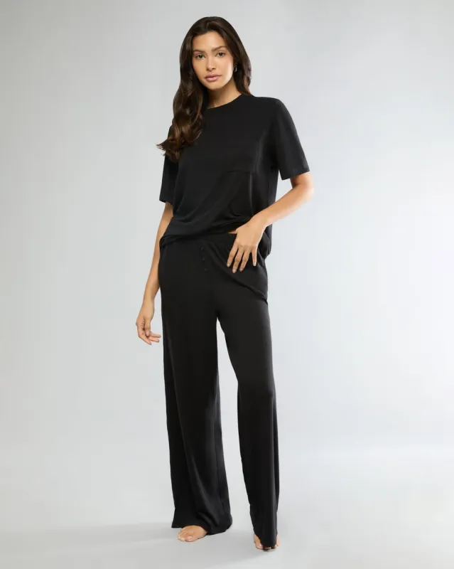 Jet Black Boyfriend Sleep Tee + Boxer Pajama Pant sold by IVL COLLECTIVE